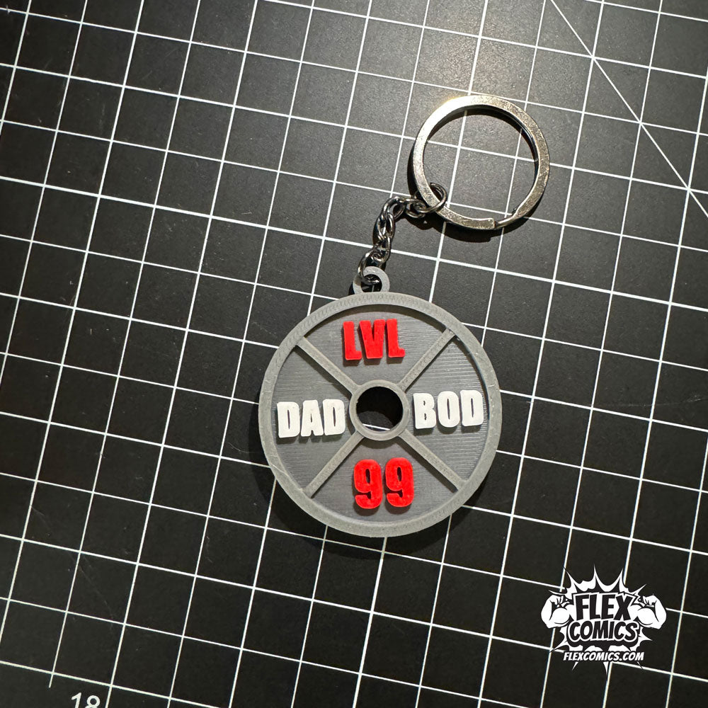 LVL 99 Dad Bod Weight Plate Keychain