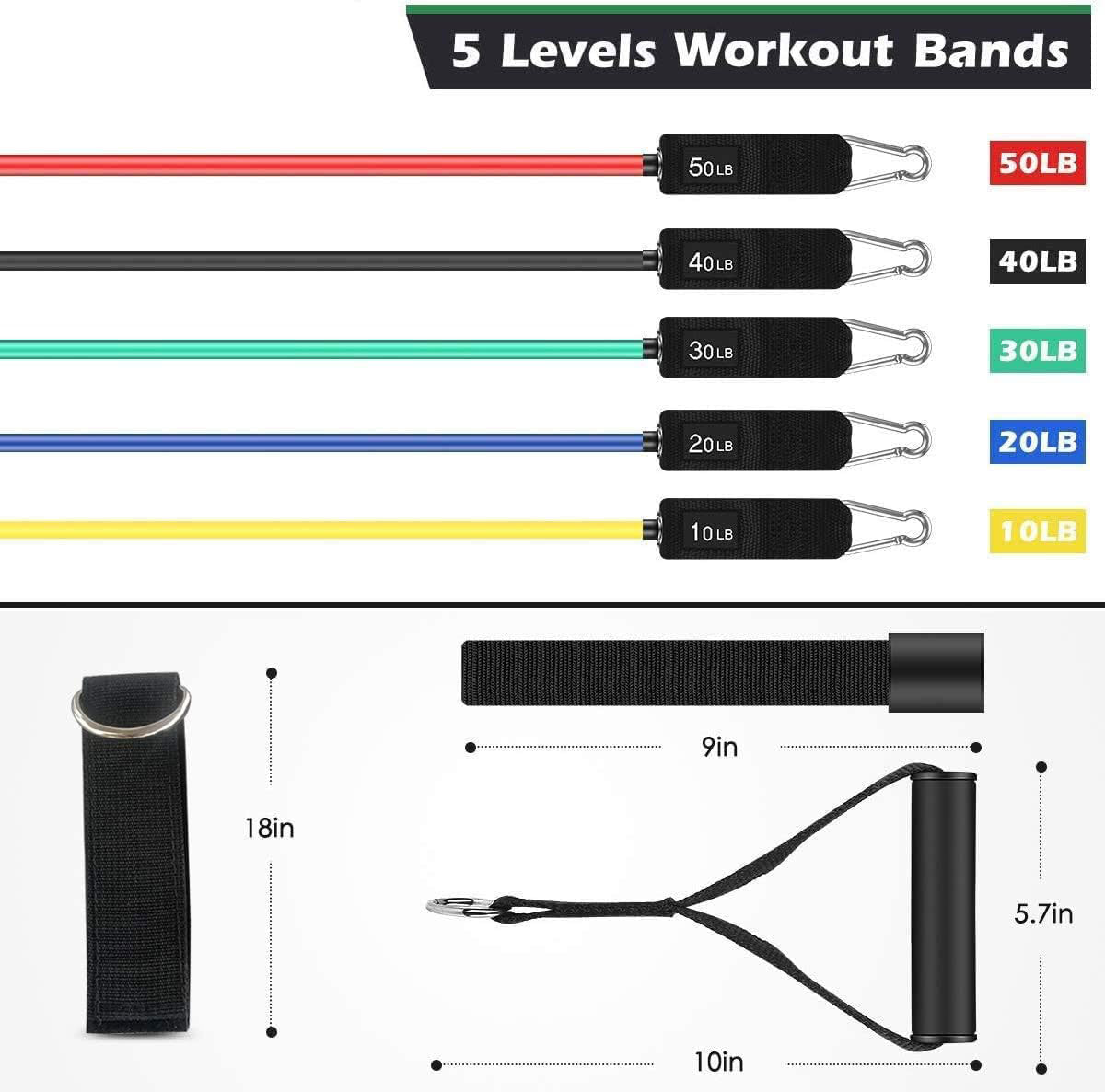 150lbs Flex Comics LEVEL UP Training Resistance Bands 11 Piece Set